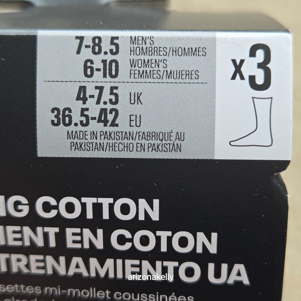 NWT Under Armour 3 pack black socks mid-calf women 6-10/men 7-8.5 - Picture 3 of 4